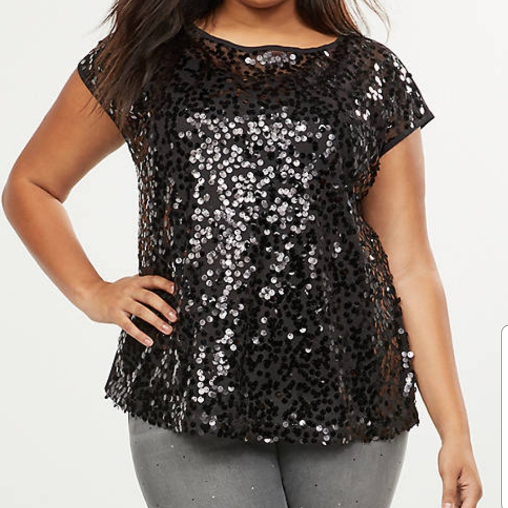 Sizes 14-24🔥NWT🔥 Mesh Front Sequin Top